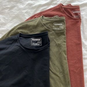 Set of 3 Express T Shirts. Black, Olive Green, & Burnt Orange. Size XL